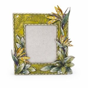 Green Floral Enamel Photo Frame with Crystal Accents - Unbranded